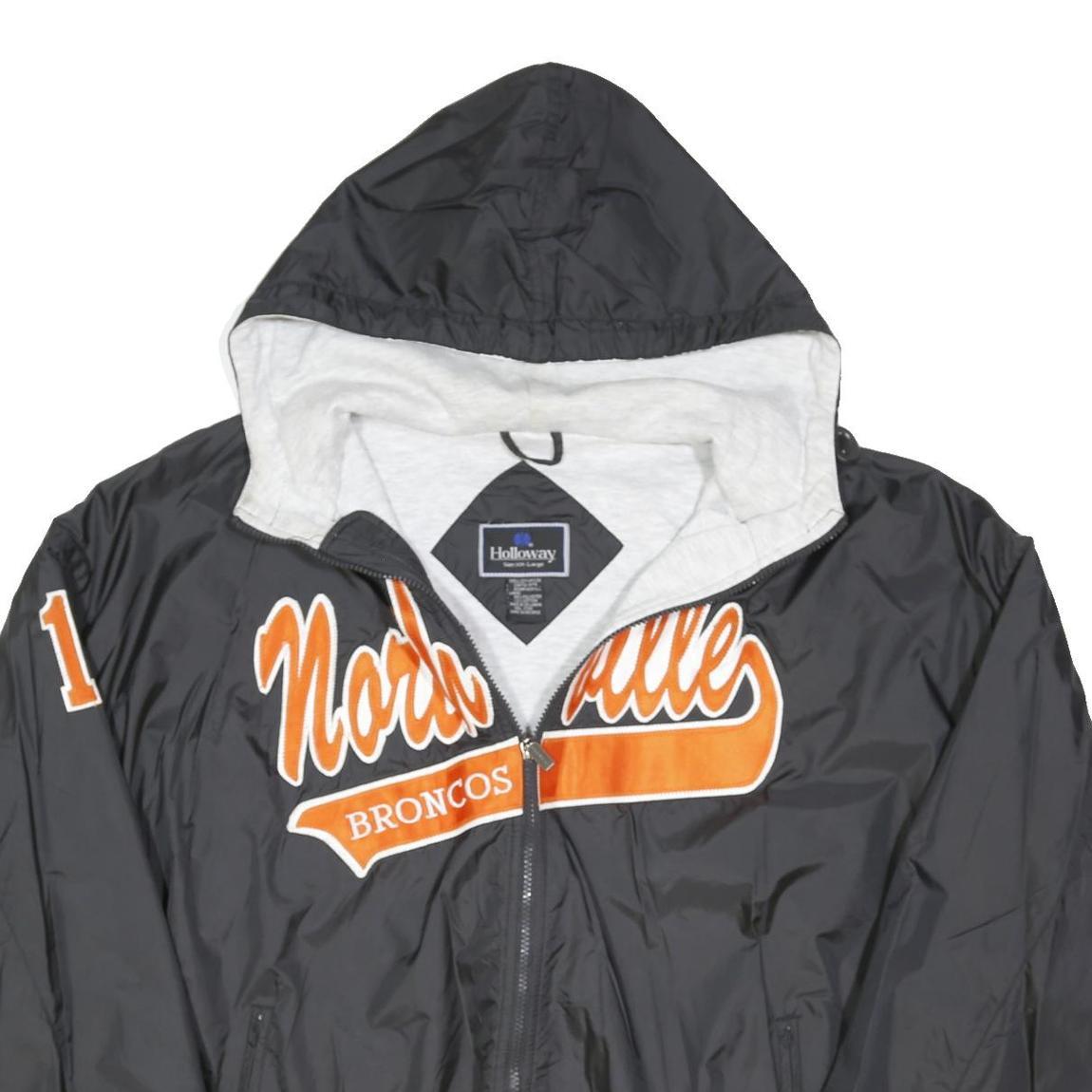 HOLLOWAY Mens Black Orange Northville Broncos Hoodie Jacket 2XL Polyester