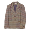 MAURICE WEINBERG Womens Brown Burgundy Check Wool Button Jacket M Classic