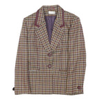 MAURICE WEINBERG Womens Brown Burgundy Check Wool Button Jacket M Classic