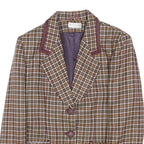 MAURICE WEINBERG Womens Brown Burgundy Check Wool Button Jacket M Classic