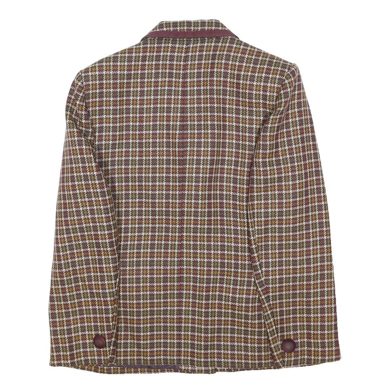 MAURICE WEINBERG Womens Brown Burgundy Check Wool Button Jacket M Classic