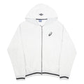 ASICS Mens White Zip Up Hoodie L Cotton Blend Casual Sportswear