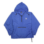 PORT AUTHORITY Mens Blue Hooded Zip Jacket XL Polyester Blend Plain Lightweight