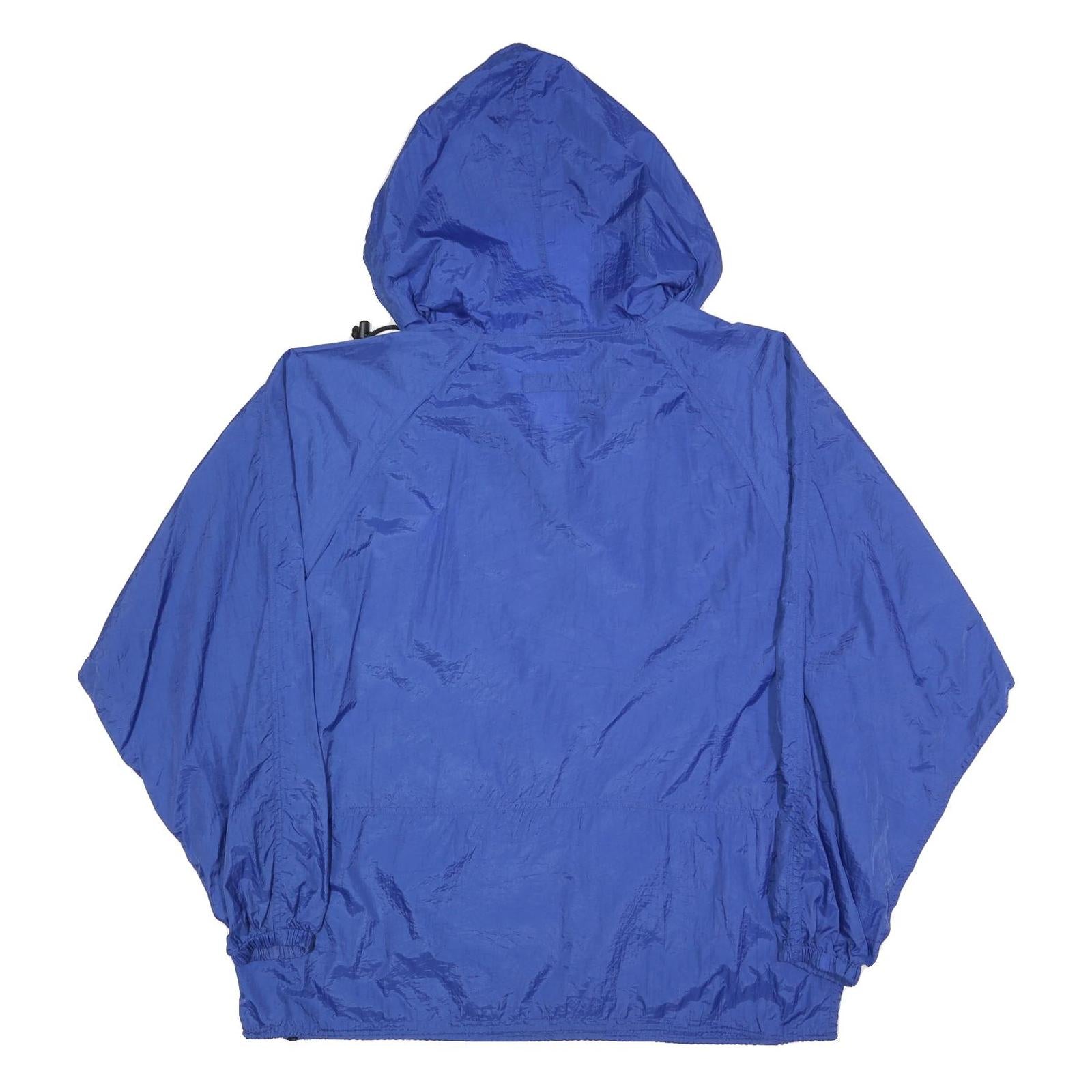 PORT AUTHORITY Mens Blue Hooded Zip Jacket XL Polyester Blend Plain Lightweight