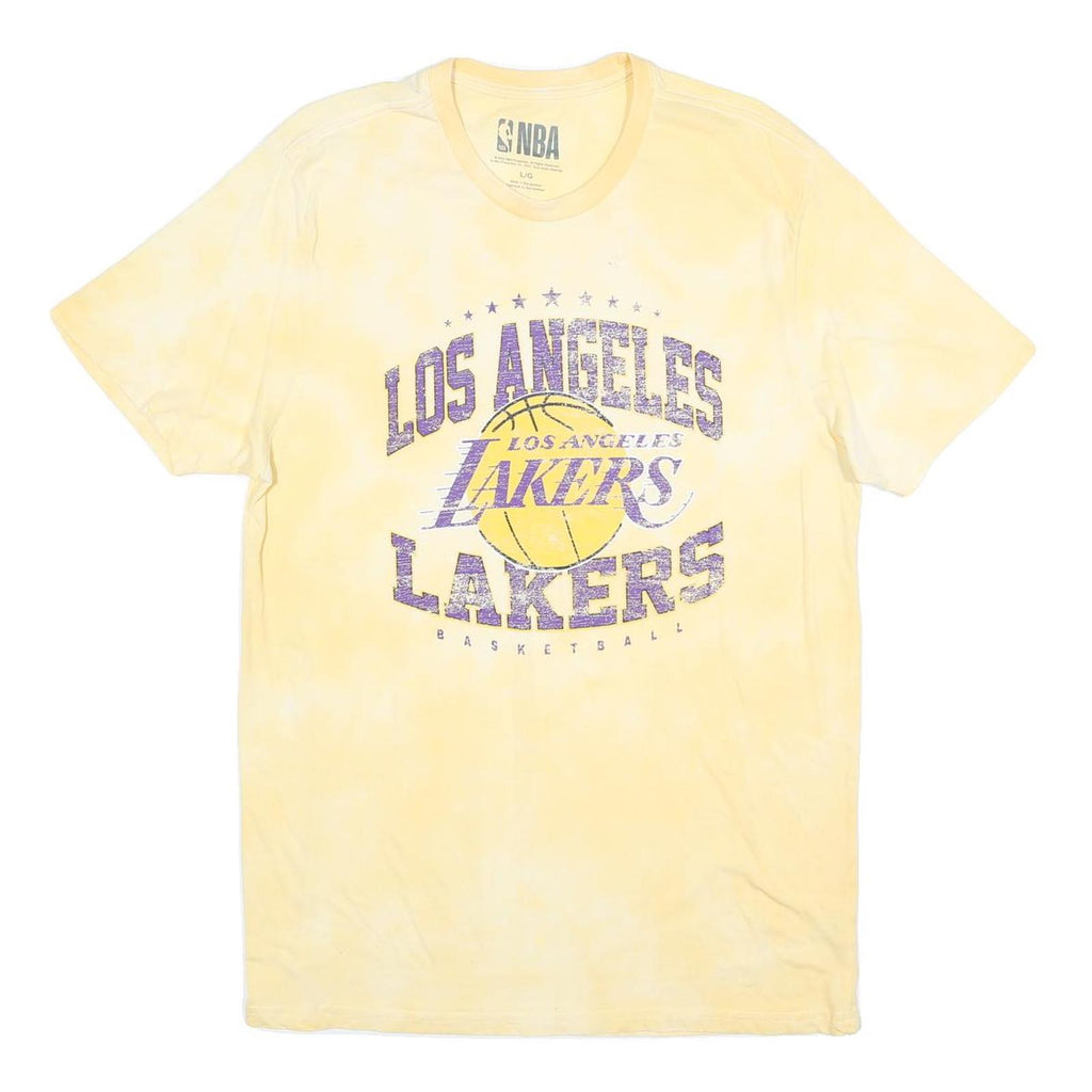 NBA Mens Yellow Los Angeles Lakers Graphic T-Shirt L Short Sleeve Crew Neck