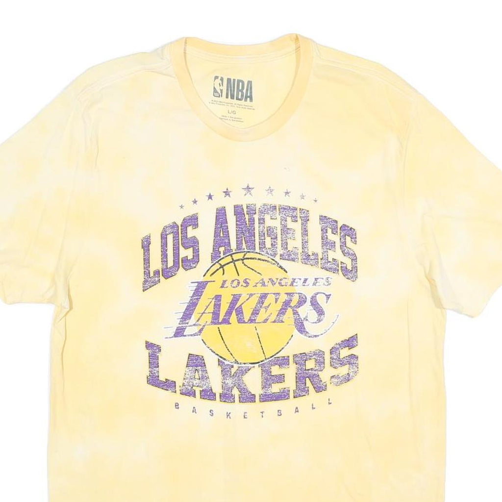 NBA Mens Yellow Los Angeles Lakers Graphic T-Shirt L Short Sleeve Crew Neck