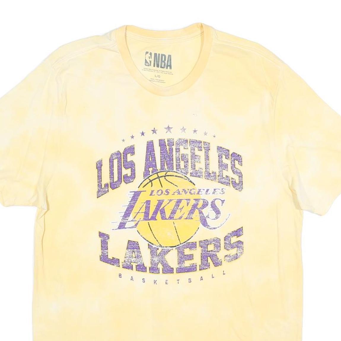 NBA Mens Yellow Los Angeles Lakers Graphic T-Shirt L Short Sleeve Crew Neck