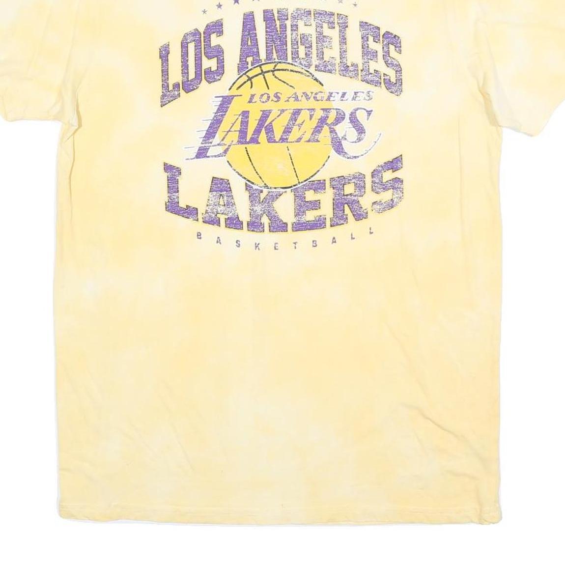 NBA Mens Yellow Los Angeles Lakers Graphic T-Shirt L Short Sleeve Crew Neck