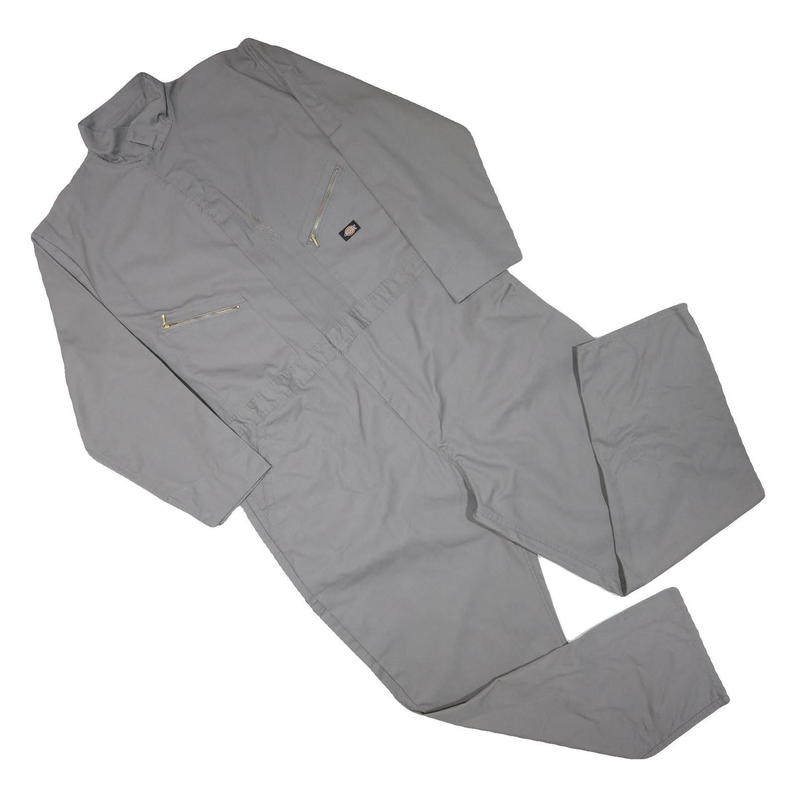 DICKIES Mens Grey Straight Fit Dungarees Relaxed Cotton Blend Workwear 2XL W48