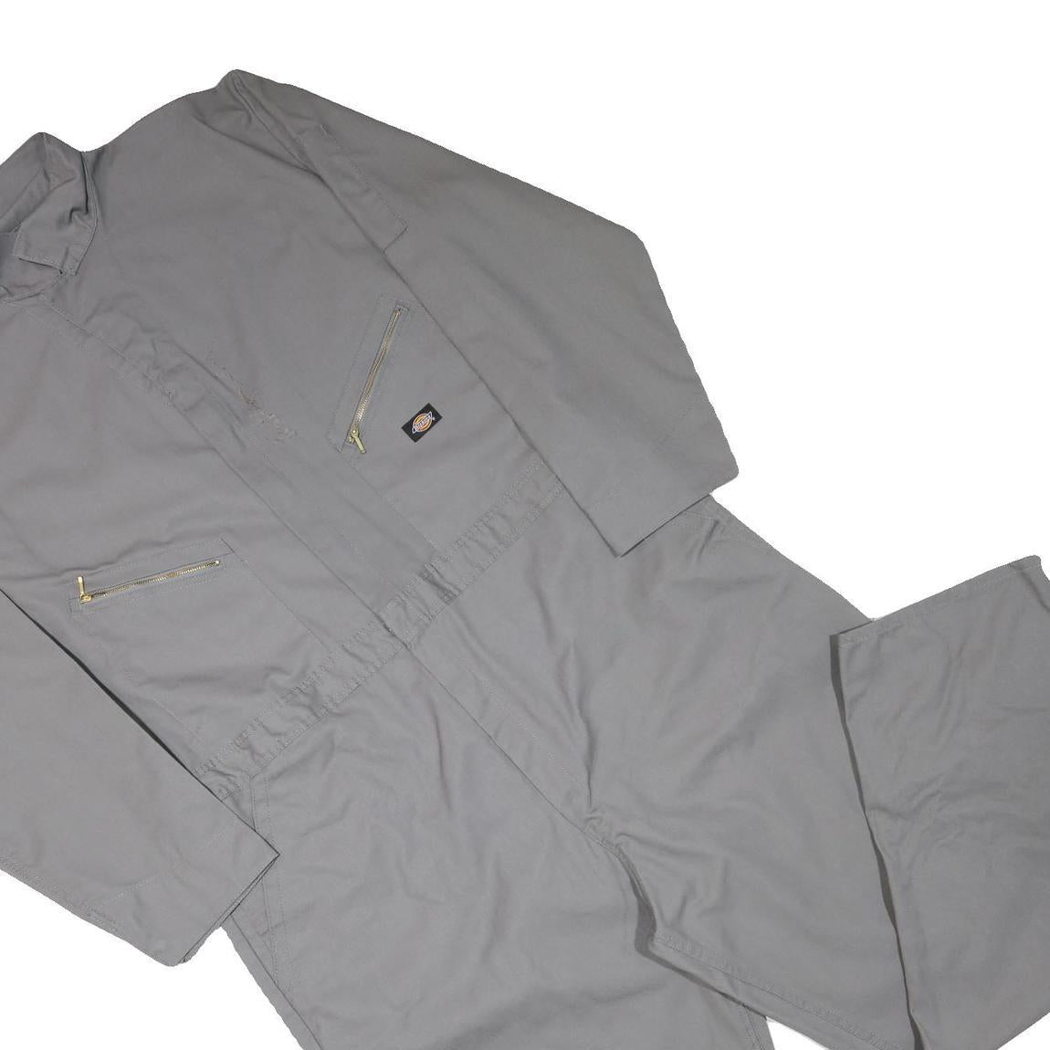 DICKIES Mens Grey Straight Fit Dungarees Relaxed Cotton Blend Workwear 2XL W48