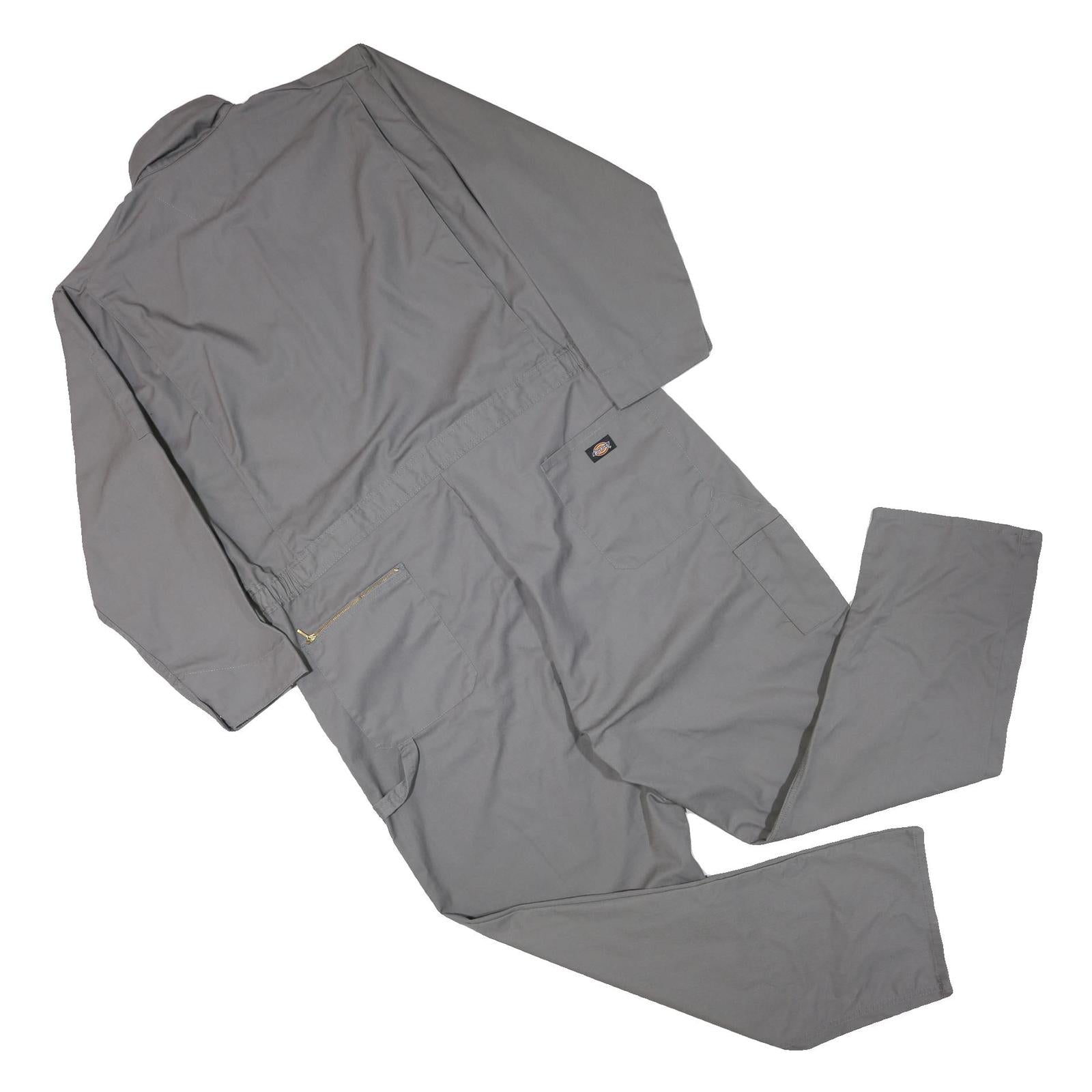 DICKIES Mens Grey Straight Fit Dungarees Relaxed Cotton Blend Workwear 2XL W48