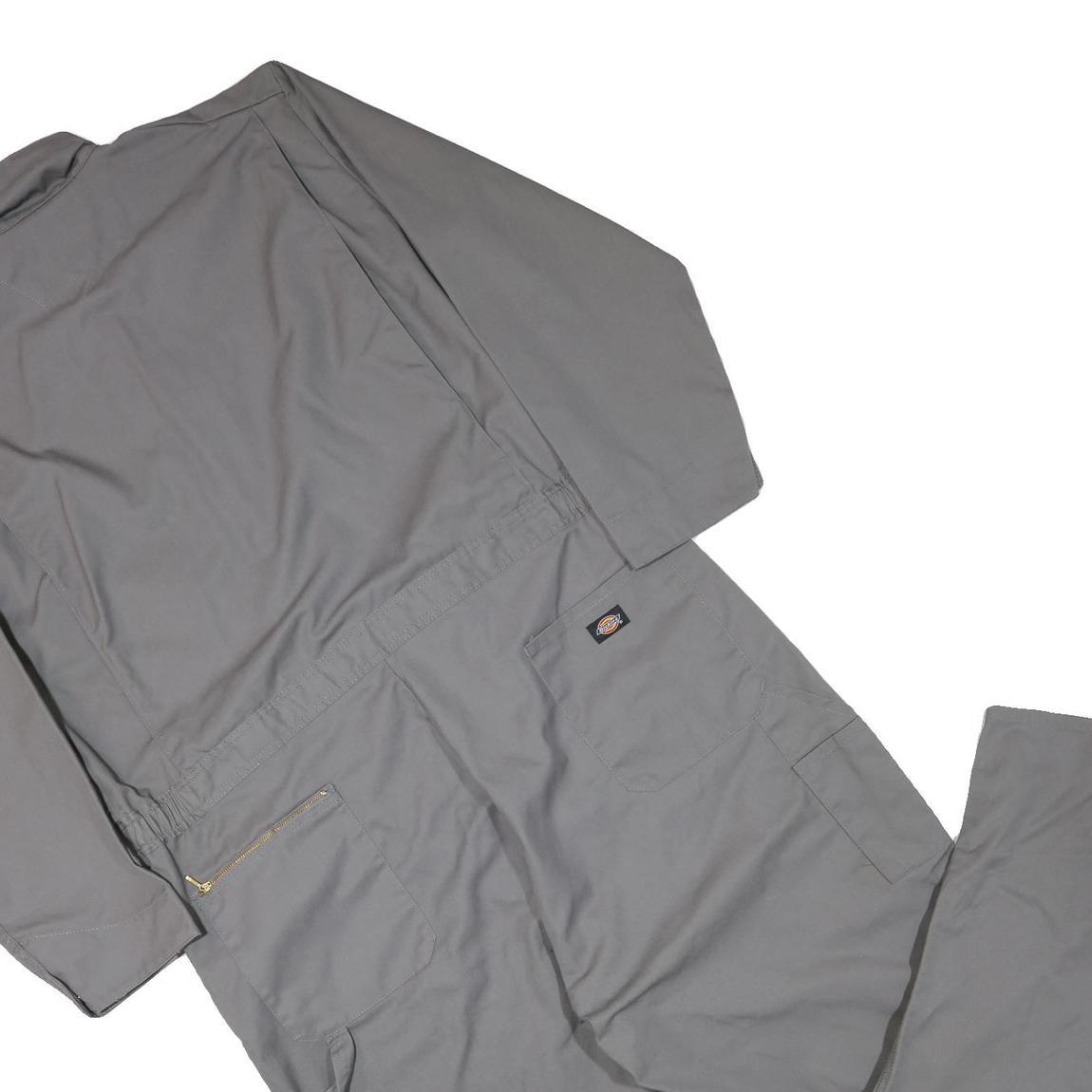 DICKIES Mens Grey Straight Fit Dungarees Relaxed Cotton Blend Workwear 2XL W48