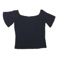 WHISTLES Womens Black Bardot Top Short Sleeve Square Neck XS Fashion