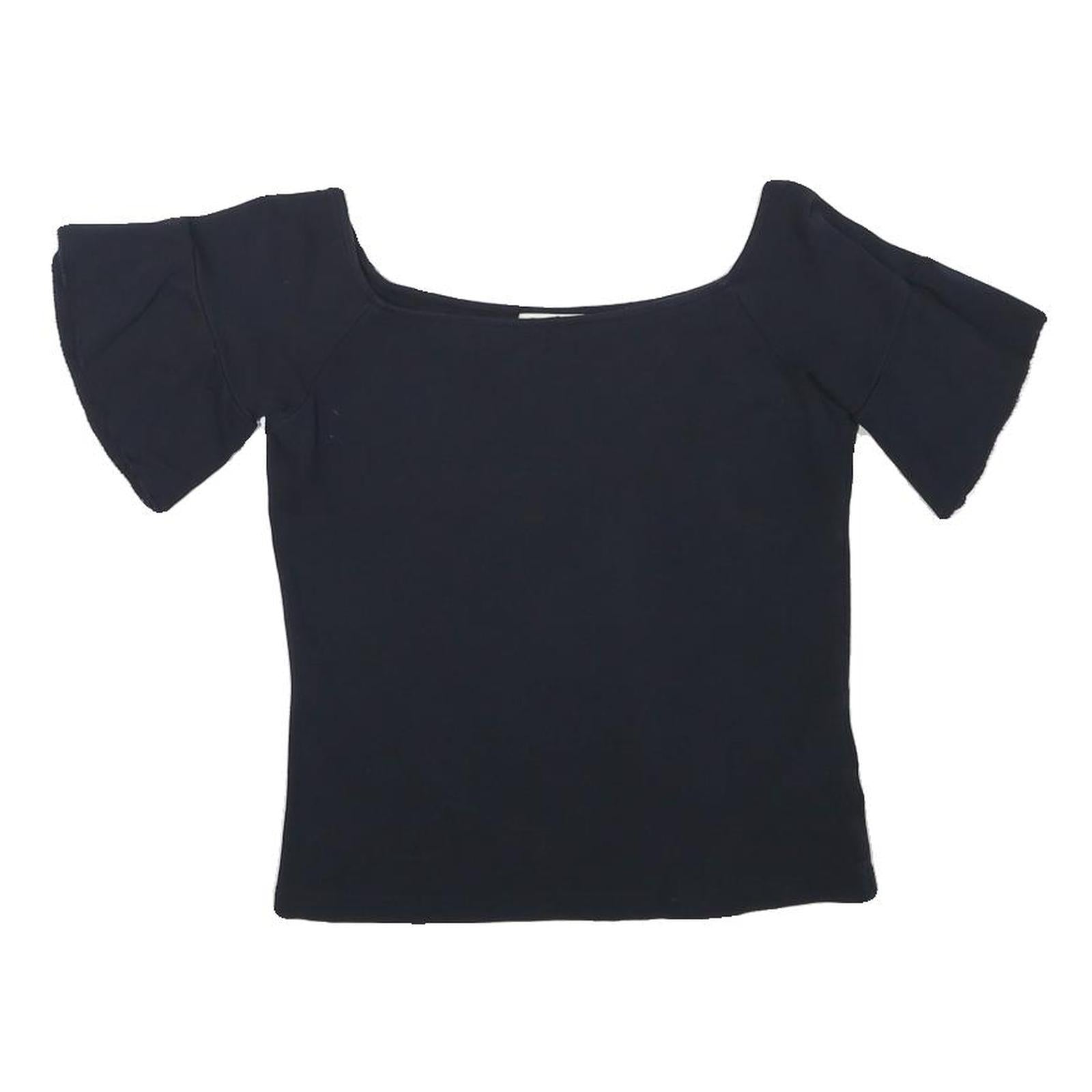 WHISTLES Womens Black Bardot Top Short Sleeve Square Neck XS Fashion