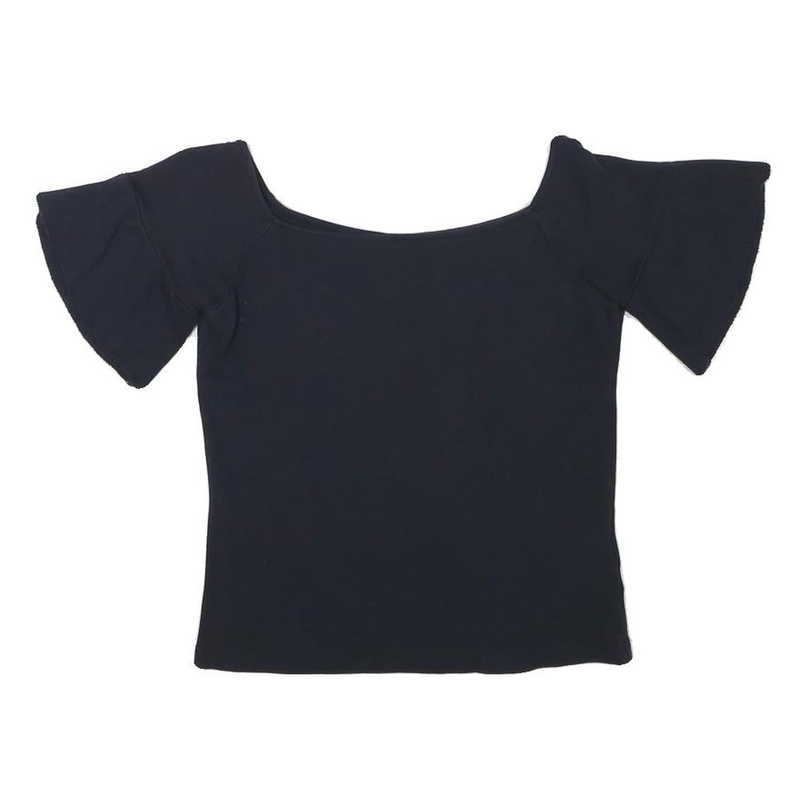 WHISTLES Womens Black Bardot Top Short Sleeve Square Neck XS Fashion