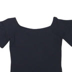 WHISTLES Womens Black Bardot Top Short Sleeve Square Neck XS Fashion