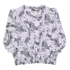 VALENTINE Womens White & Black Paisley Printed Top Long Sleeve V-Neck L Stylish