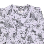 VALENTINE Womens White & Black Paisley Printed Top Long Sleeve V-Neck L Stylish
