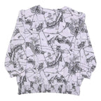 VALENTINE Womens White & Black Paisley Printed Top Long Sleeve V-Neck L Stylish