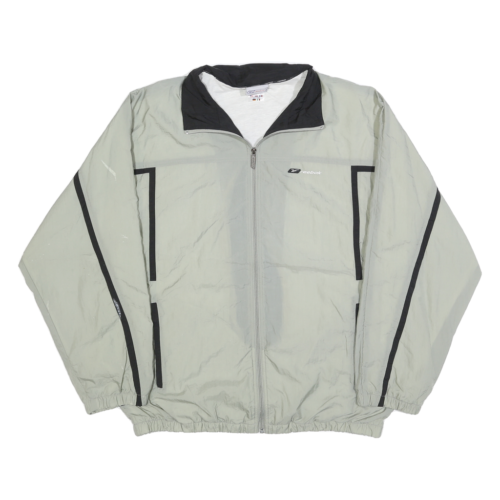 REEBOK Mens Grey & Black Zip Up Lightweight Polyester Jacket L Sports Casual