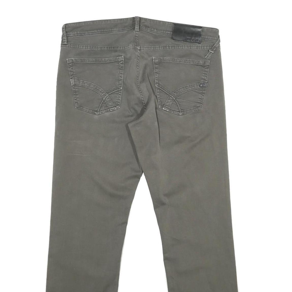 GAS Mens Regular Fit Grey Cotton Blend Zip Trousers W33 L29 Casual Comfort