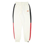 ELLESSE Womens Joggers White & Black & Red Slim Tapered UK 12 W25 L28 Cotton
