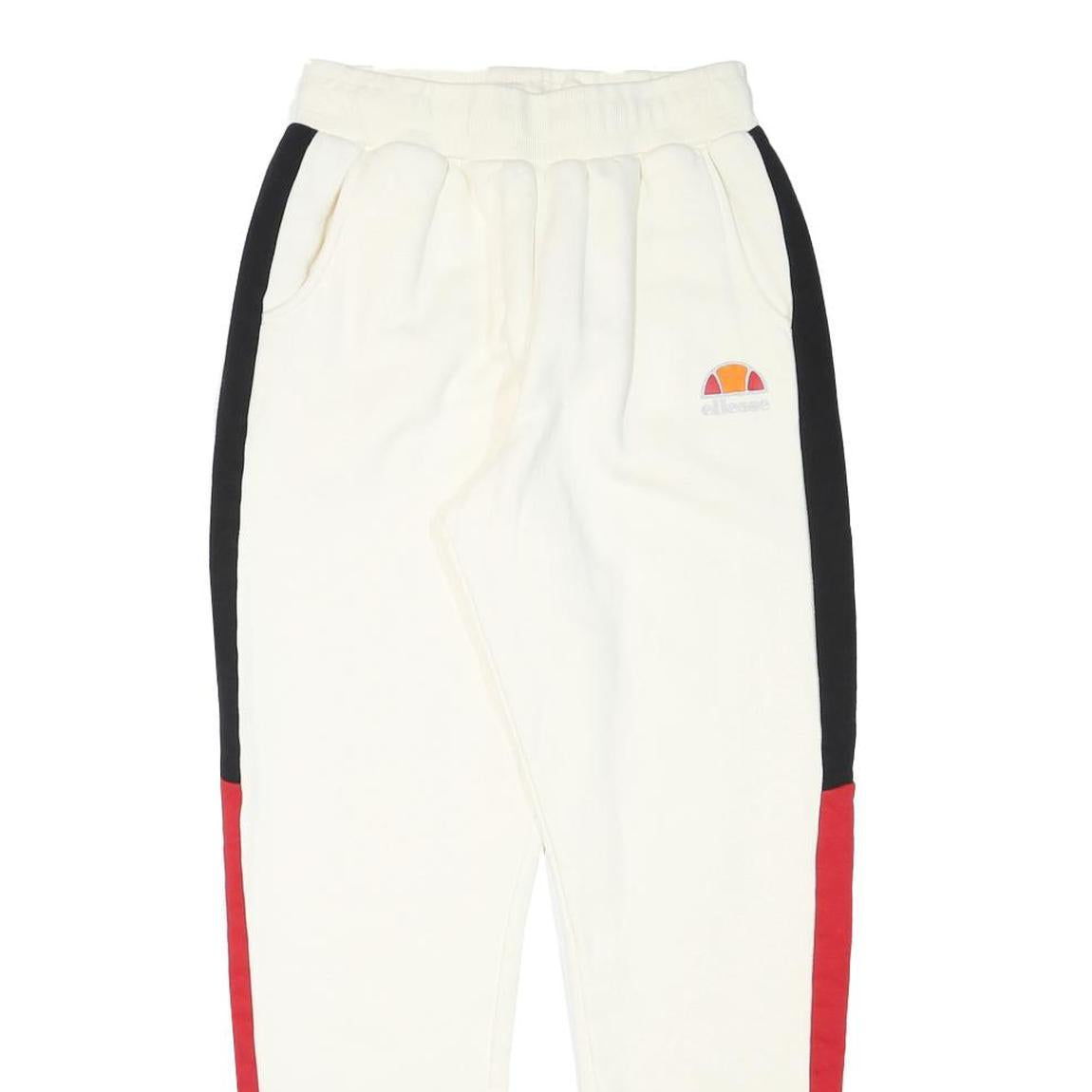 ELLESSE Womens Joggers White & Black & Red Slim Tapered UK 12 W25 L28 Cotton