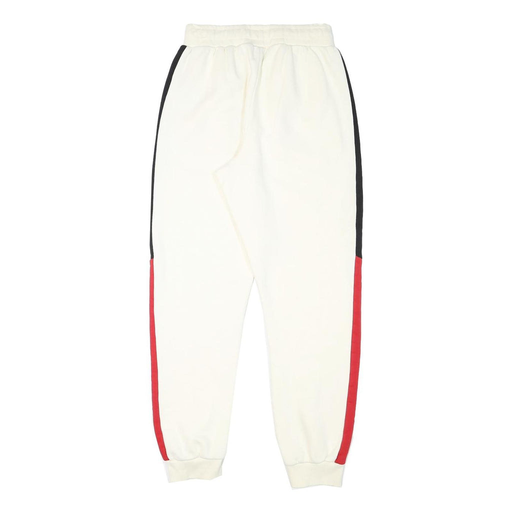 ELLESSE Womens Joggers White & Black & Red Slim Tapered UK 12 W25 L28 Cotton