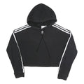 ADIDAS Womens Black Crop Hoodie UK 6 Cotton Blend Casual Sportswear