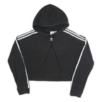 ADIDAS Womens Black Crop Hoodie UK 6 Cotton Blend Casual Sportswear
