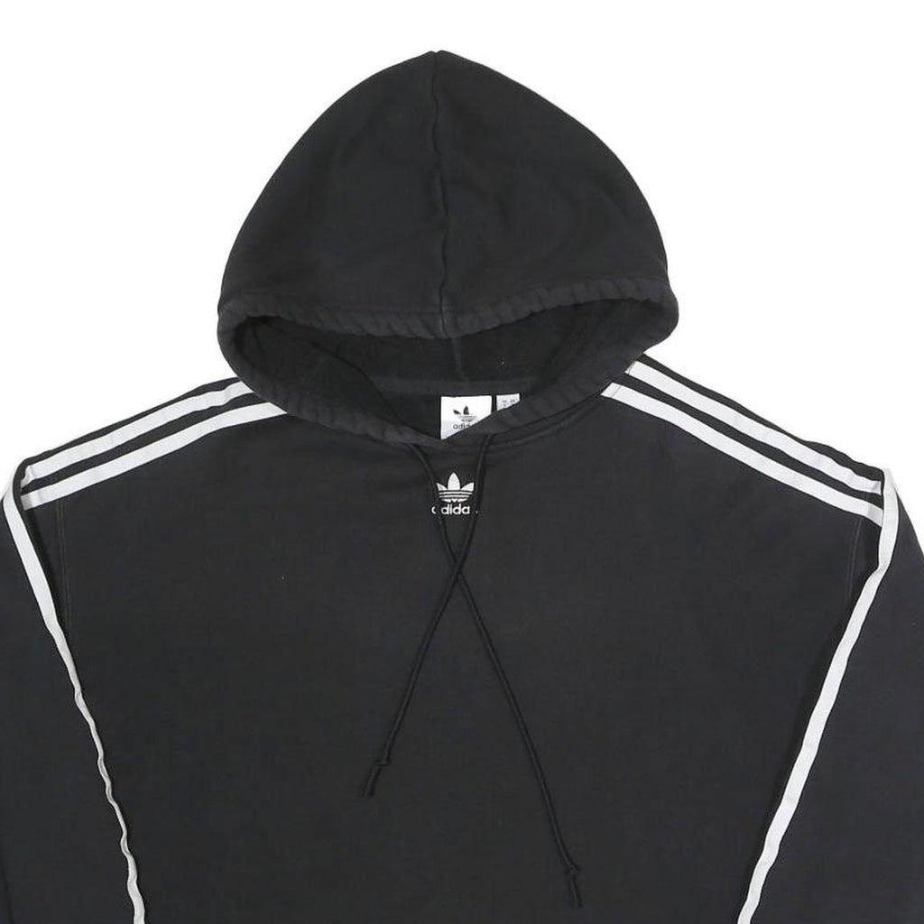 ADIDAS Womens Black Crop Hoodie UK 6 Cotton Blend Casual Sportswear