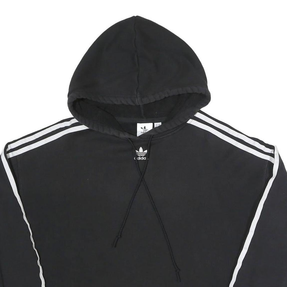 ADIDAS Womens Black Crop Hoodie UK 6 Cotton Blend Casual Sportswear