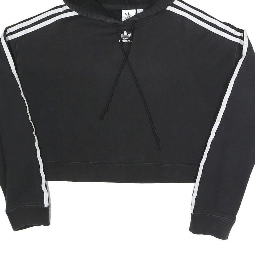 ADIDAS Womens Black Crop Hoodie UK 6 Cotton Blend Casual Sportswear