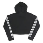 ADIDAS Womens Black Crop Hoodie UK 6 Cotton Blend Casual Sportswear