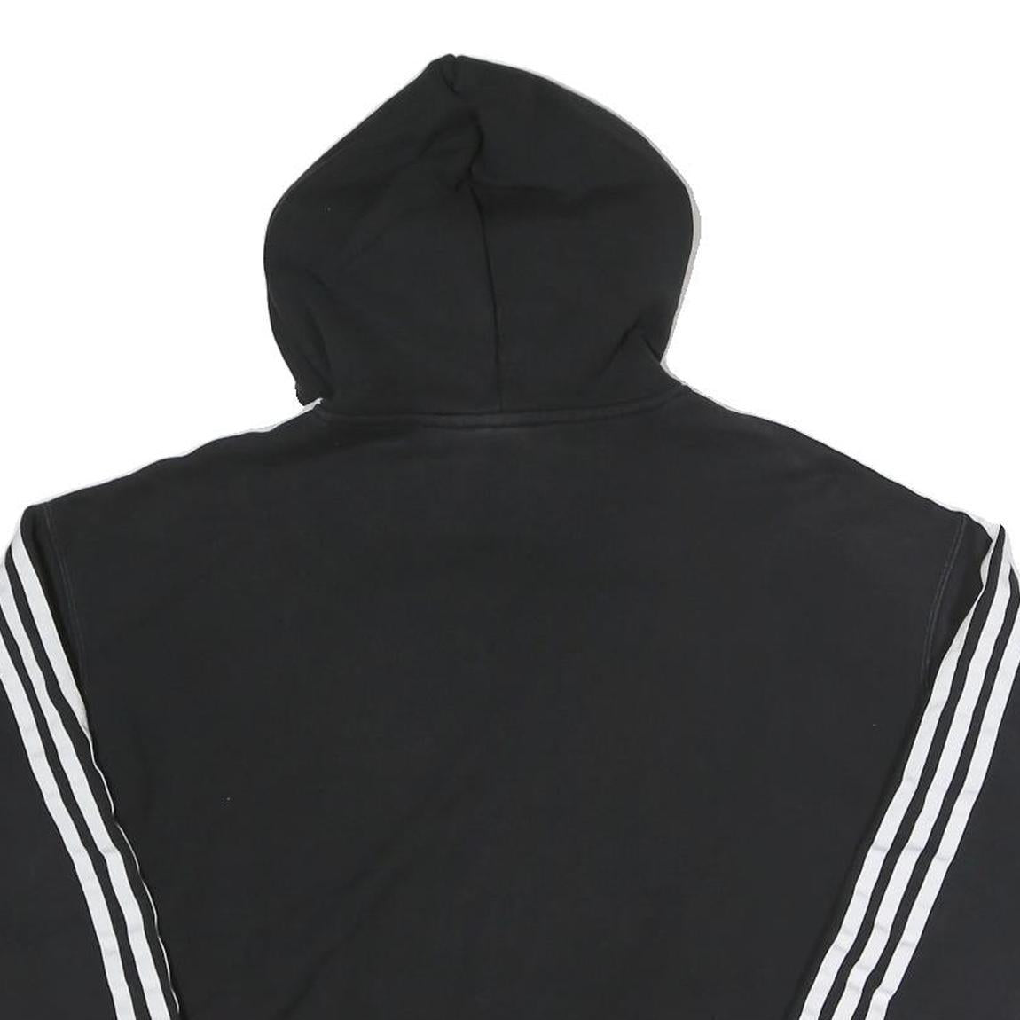 ADIDAS Womens Black Crop Hoodie UK 6 Cotton Blend Casual Sportswear