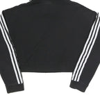 ADIDAS Womens Black Crop Hoodie UK 6 Cotton Blend Casual Sportswear