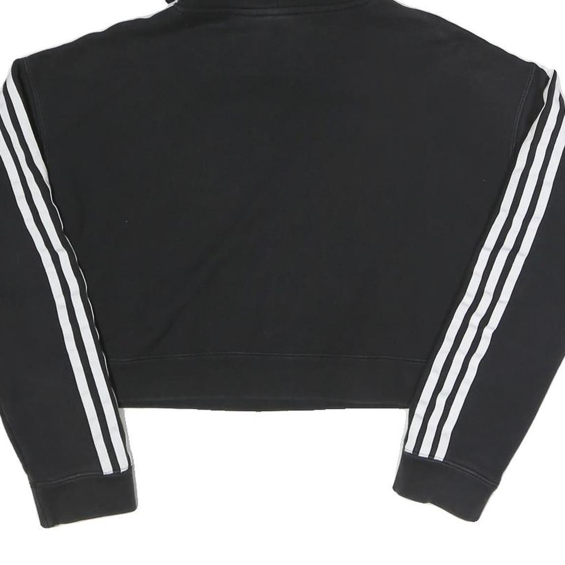 ADIDAS Womens Black Crop Hoodie UK 6 Cotton Blend Casual Sportswear