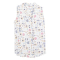 OUI SPORT Womens Printed Shirt White Collared Sleeveless Viscose Crazy Pattern M