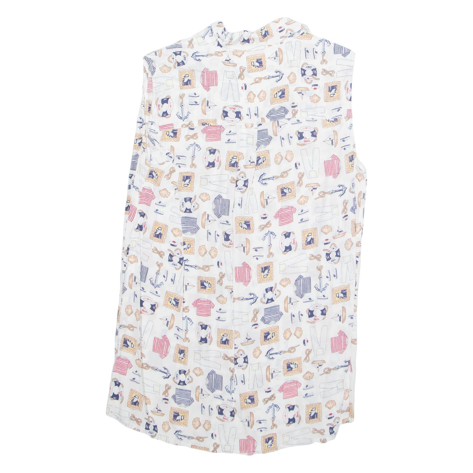 OUI SPORT Womens Printed Shirt White Collared Sleeveless Viscose Crazy Pattern M