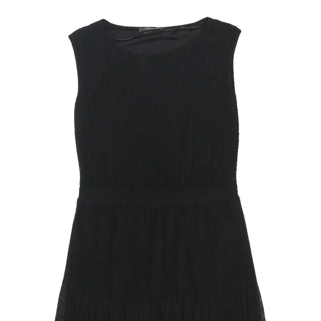 ESPIRIT Womens Black Sleeveless Day Polyester Plain Midi Dress L Casual Elegant