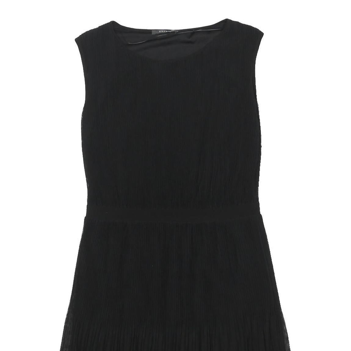 ESPIRIT Womens Black Sleeveless Day Polyester Plain Midi Dress L Casual Elegant