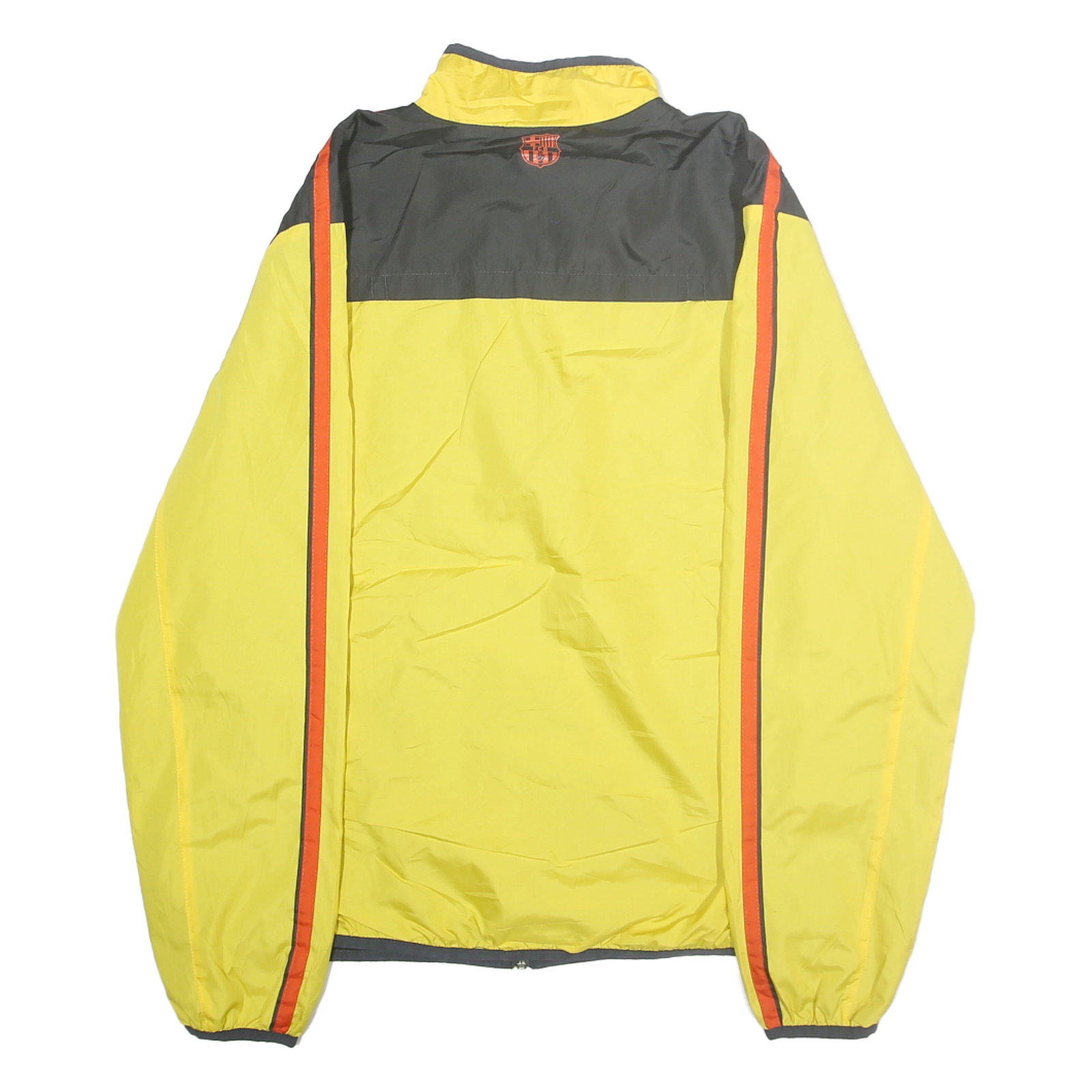 FC BARCELONA Mens Yellow & Grey Zip Jacket S Polyester Sports Football Fanwear