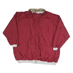 Womens Red Polyester Blend Button Jacket L Plain Casual Lightweight
