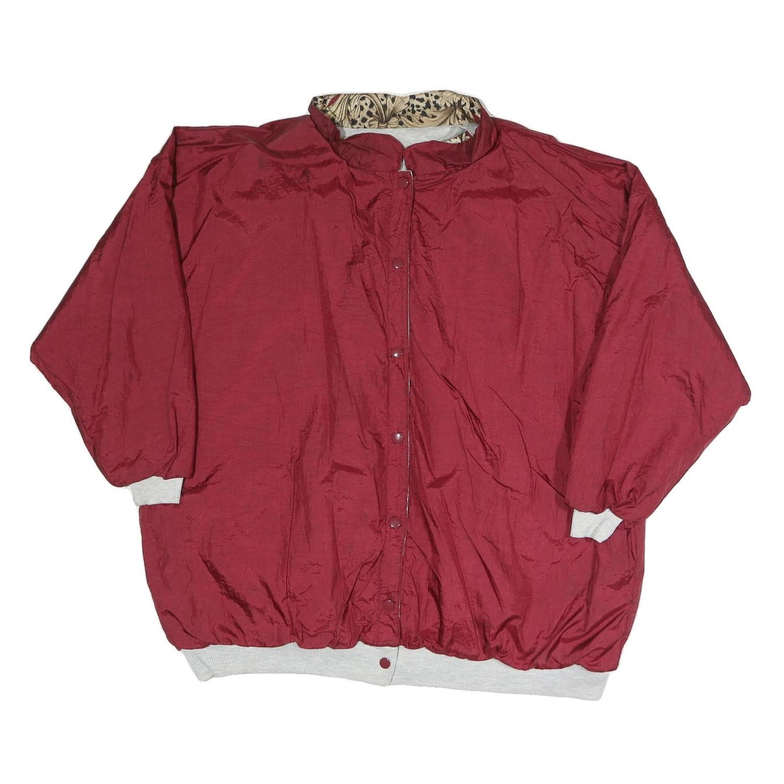 Womens Red Polyester Blend Button Jacket L Plain Casual Lightweight
