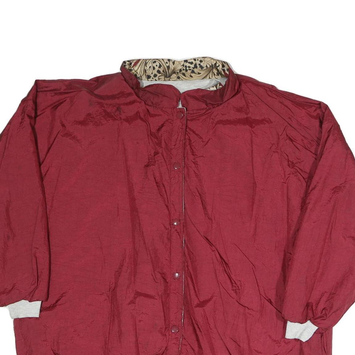 Womens Red Polyester Blend Button Jacket L Plain Casual Lightweight