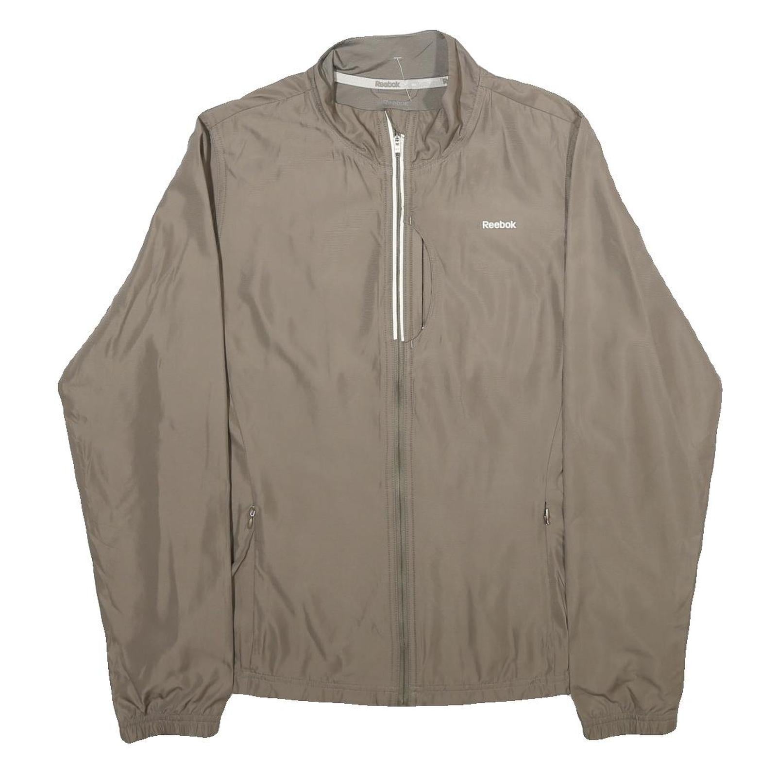 REEBOK Womens Beige Jacket UK 12 Polyester Zip Plain Lightweight Sportswear