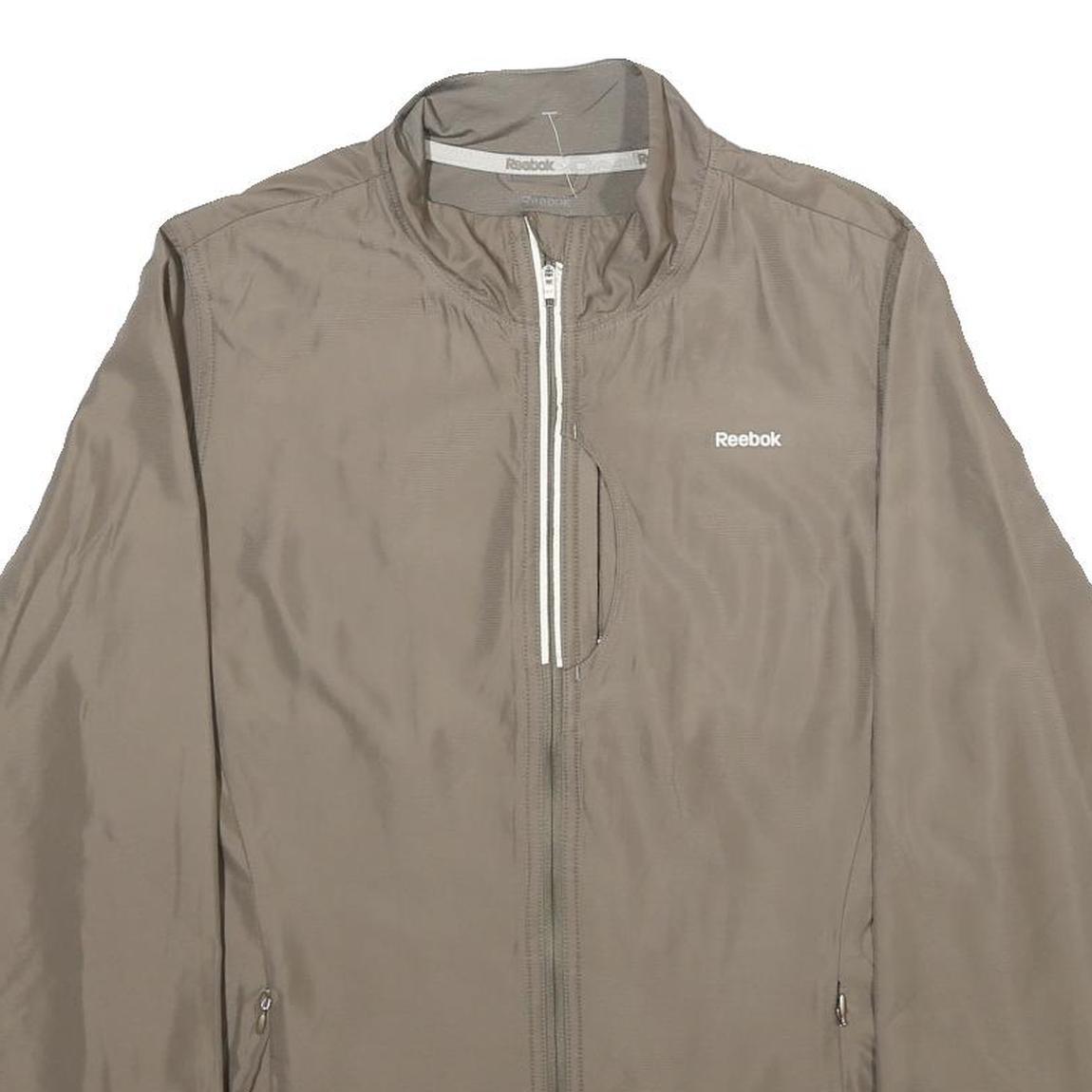 REEBOK Womens Beige Jacket UK 12 Polyester Zip Plain Lightweight Sportswear