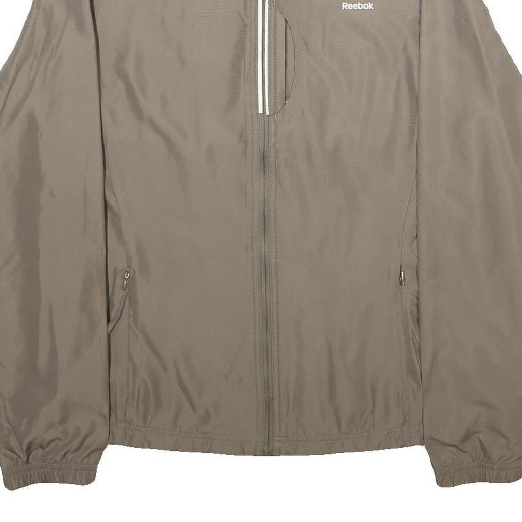 REEBOK Womens Beige Jacket UK 12 Polyester Zip Plain Lightweight Sportswear