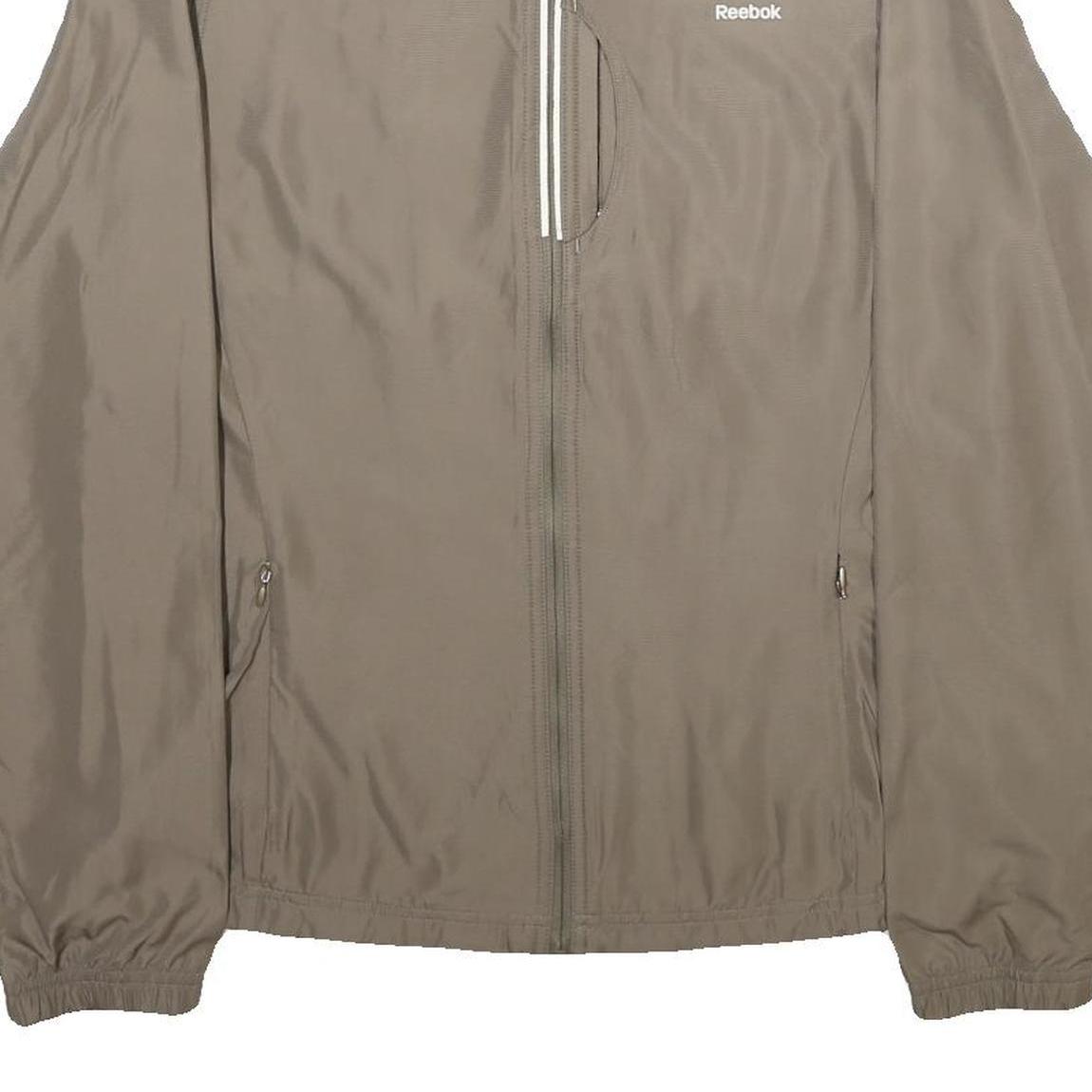 REEBOK Womens Beige Jacket UK 12 Polyester Zip Plain Lightweight Sportswear