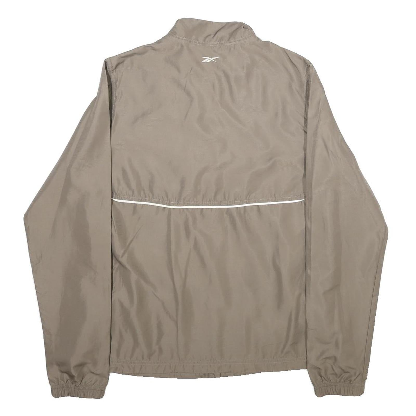 REEBOK Womens Beige Jacket UK 12 Polyester Zip Plain Lightweight Sportswear